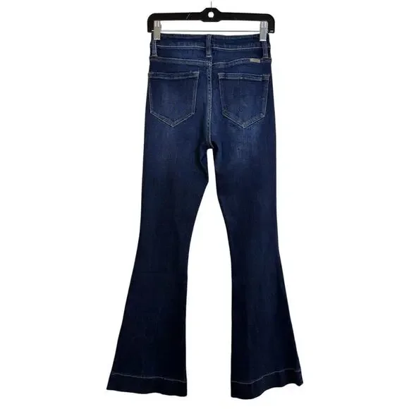 Kancan Rocane High Rise Flare Jeans Size 26 High Rise Stretch  Dark Blue - Picture 4 of 11